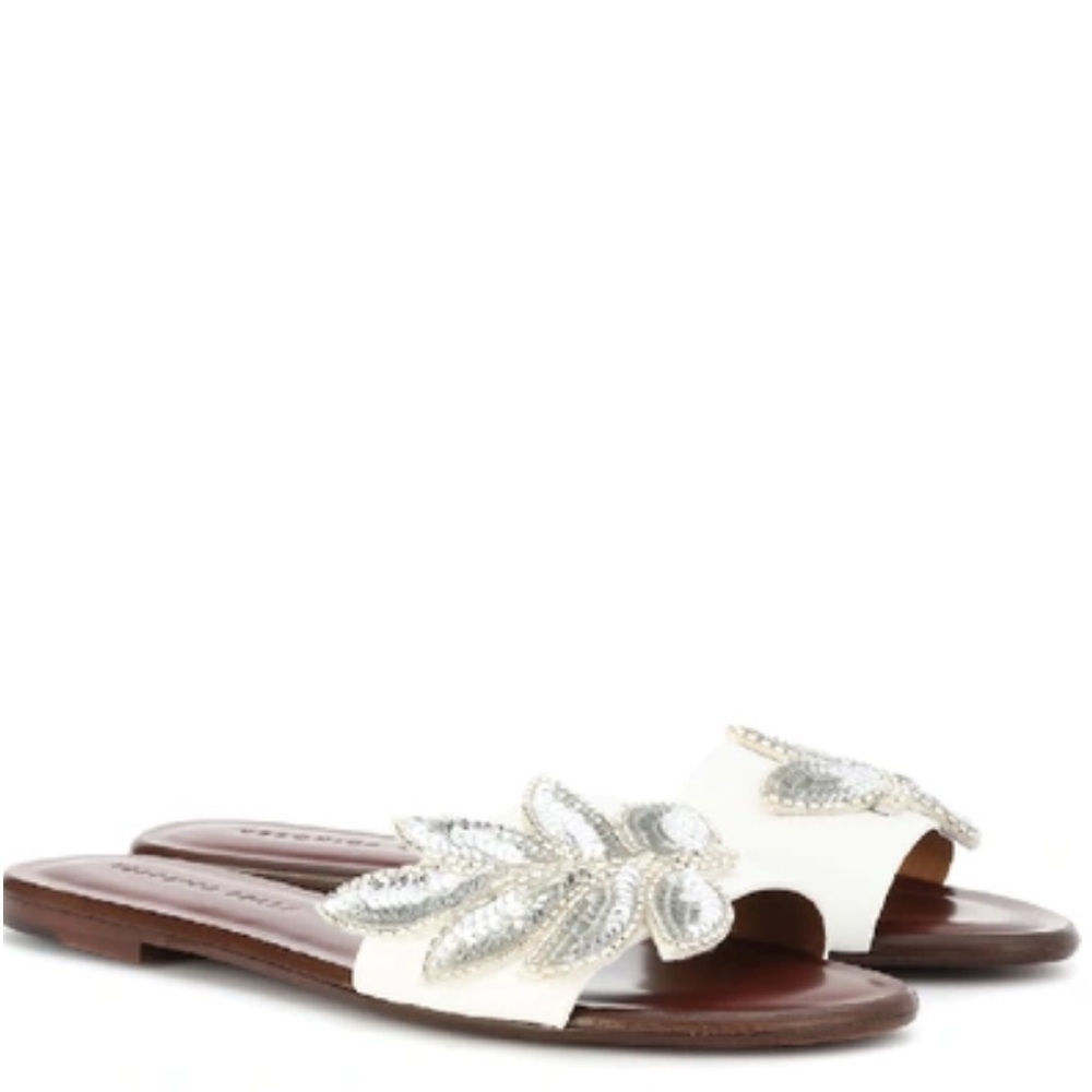 New VERONICA BEARD Flor Embellished Leather Sandals Size 8